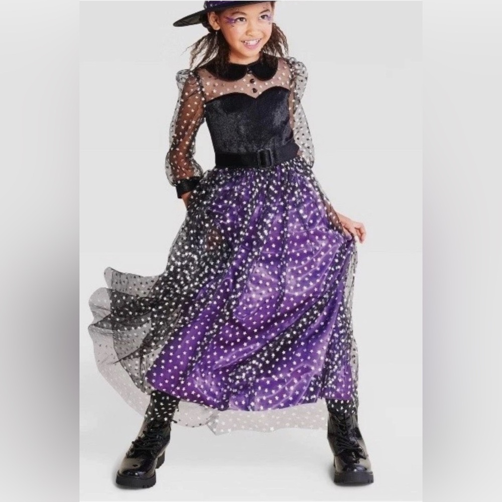 Light up Starlight Witch Halloween Costume Tulle Celestial includes Hat Kids Lrg